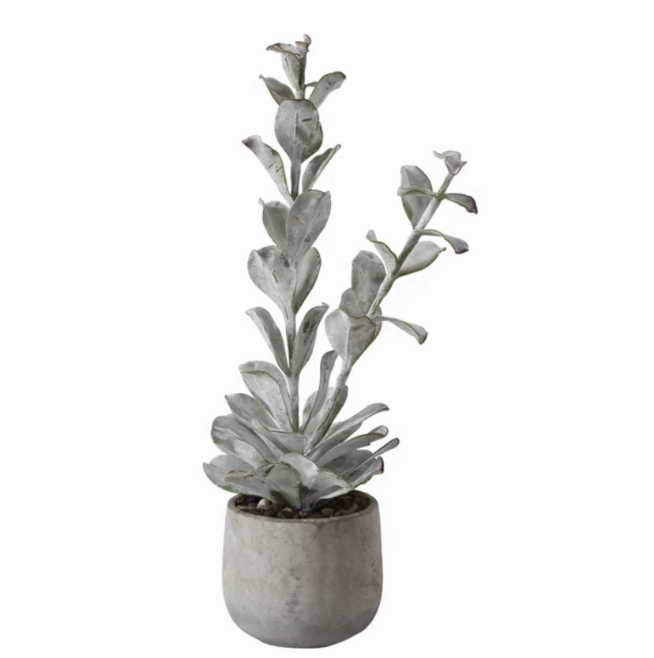 Faux Succulent In Cement Pot
