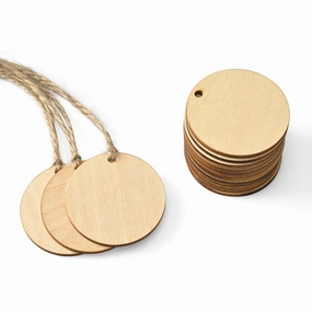 Favor Tags Hanging Wood Round mini ornamental plant  