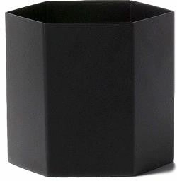 Ferm Living Hexagon Flowerpot Black, ?15cm dried green plant  
