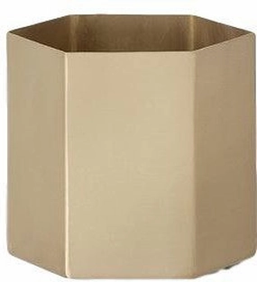 Ferm Living Hexagon Flowerpot Brass, ?14cm dried green plant  