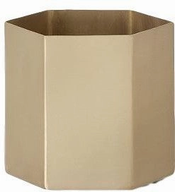 Ferm Living Hexagon Flowerpot Brass, ?14cm dried green plant  