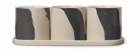 Ferm Living Inlay Herb Pots, Sand/Brown dried green plant  