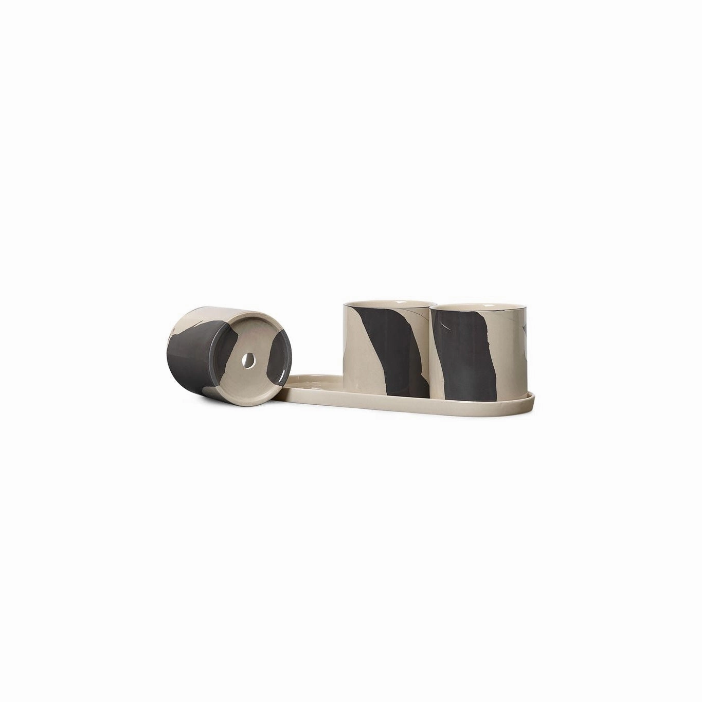 Ferm Living Inlay Herb Pots, Sand/Brown