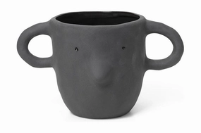Ferm Living Mus Flowerpot, Dark Grey dried green plant  