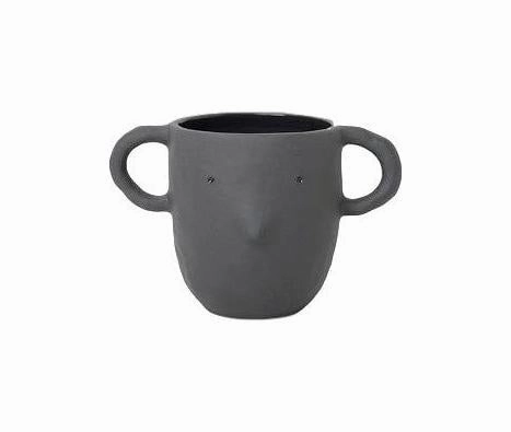 Ferm Living Mus Pot Dark Grey, Large dried green plant  