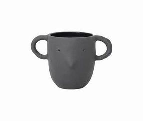 Ferm Living Mus Pot Dark Grey, Large dried green plant  