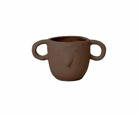 Ferm Living Mus Pot Red Brown, Small dried green plant  