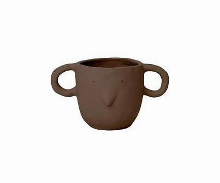 Ferm Living Mus Pot Red Brown, Small dried green plant  