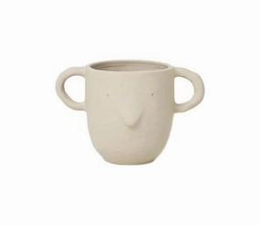 Ferm Living Mus Pot Sand, Large dried green plant  