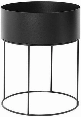 Ferm Living Planter Black, Round dried green plant  