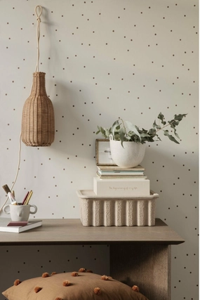 Ferm Living Speckle Flowerpot, Off White dried green plant  