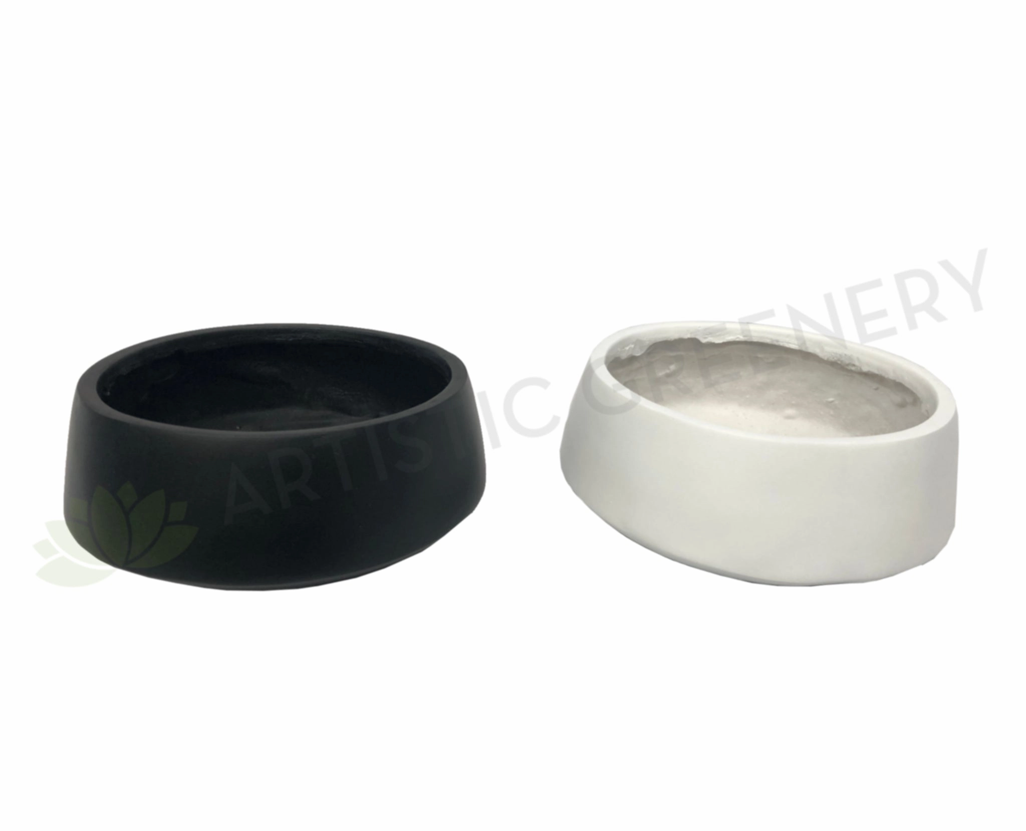Fiberglass Round Bowl / Planter (Code: TR363) 2 Sizes Black / White outdoor greenery  