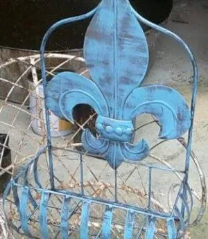 Fleur De Lis Flat Wall Tin Basket Decorative Basket decorative plants  