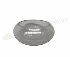 Floating Candle Bowl / Shallow Glass Vase Round - Clear outdoor greenery  