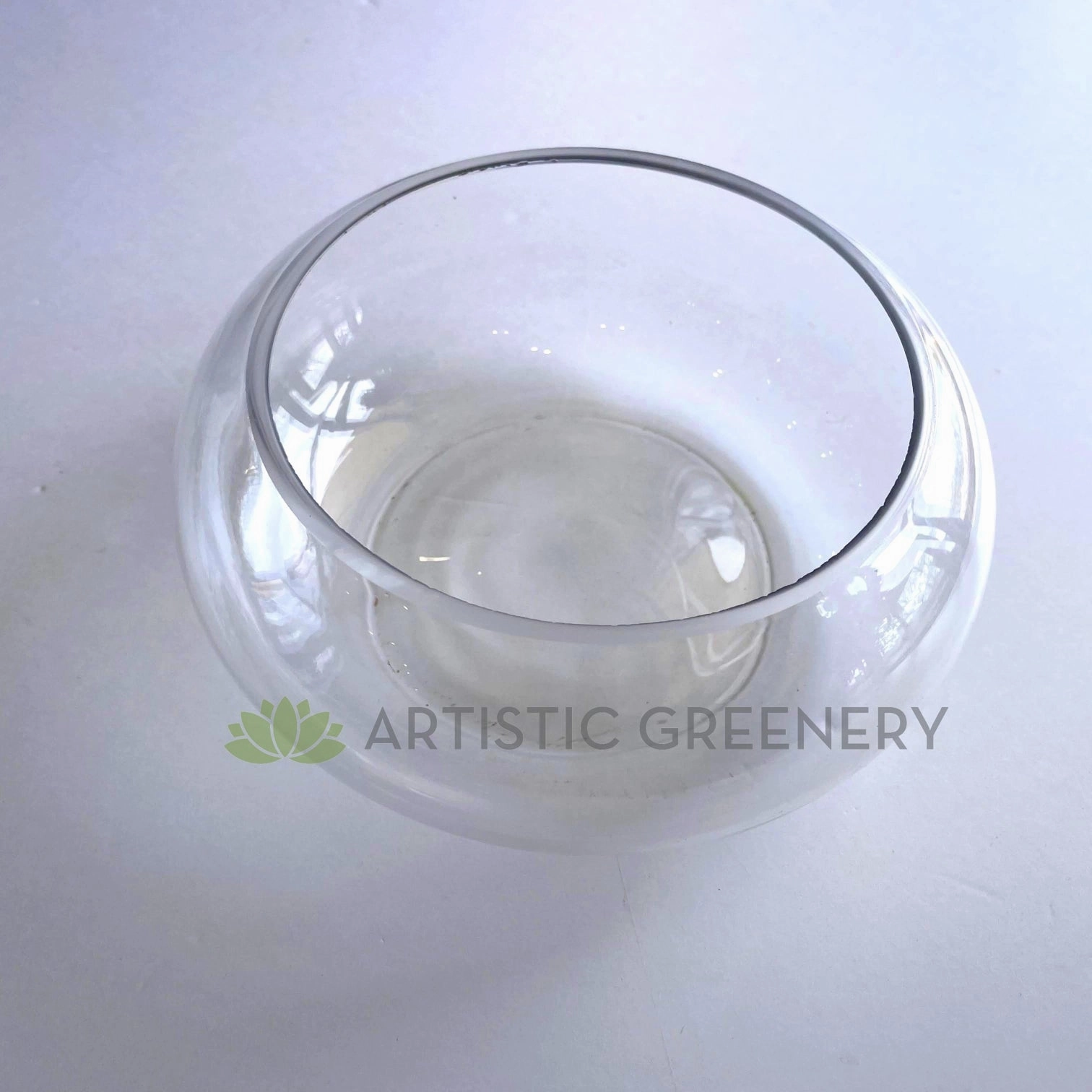 Floating Candle Bowl / Shallow Glass Vase Round - Clear