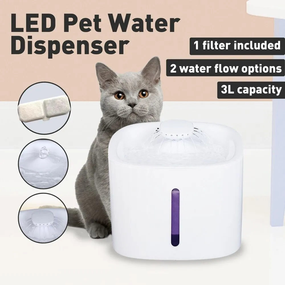 Floofi Pet Water Fountain Dispenser LED USB 3L V227-7050641006000