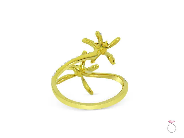 Floral bypass Diamond Ring in 18K