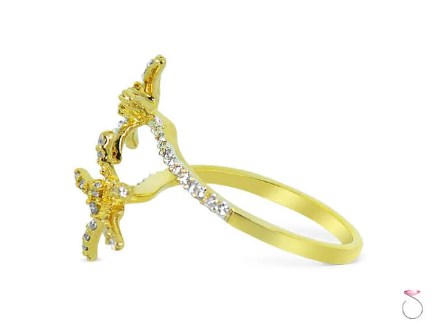 Floral bypass Diamond Ring in 18K