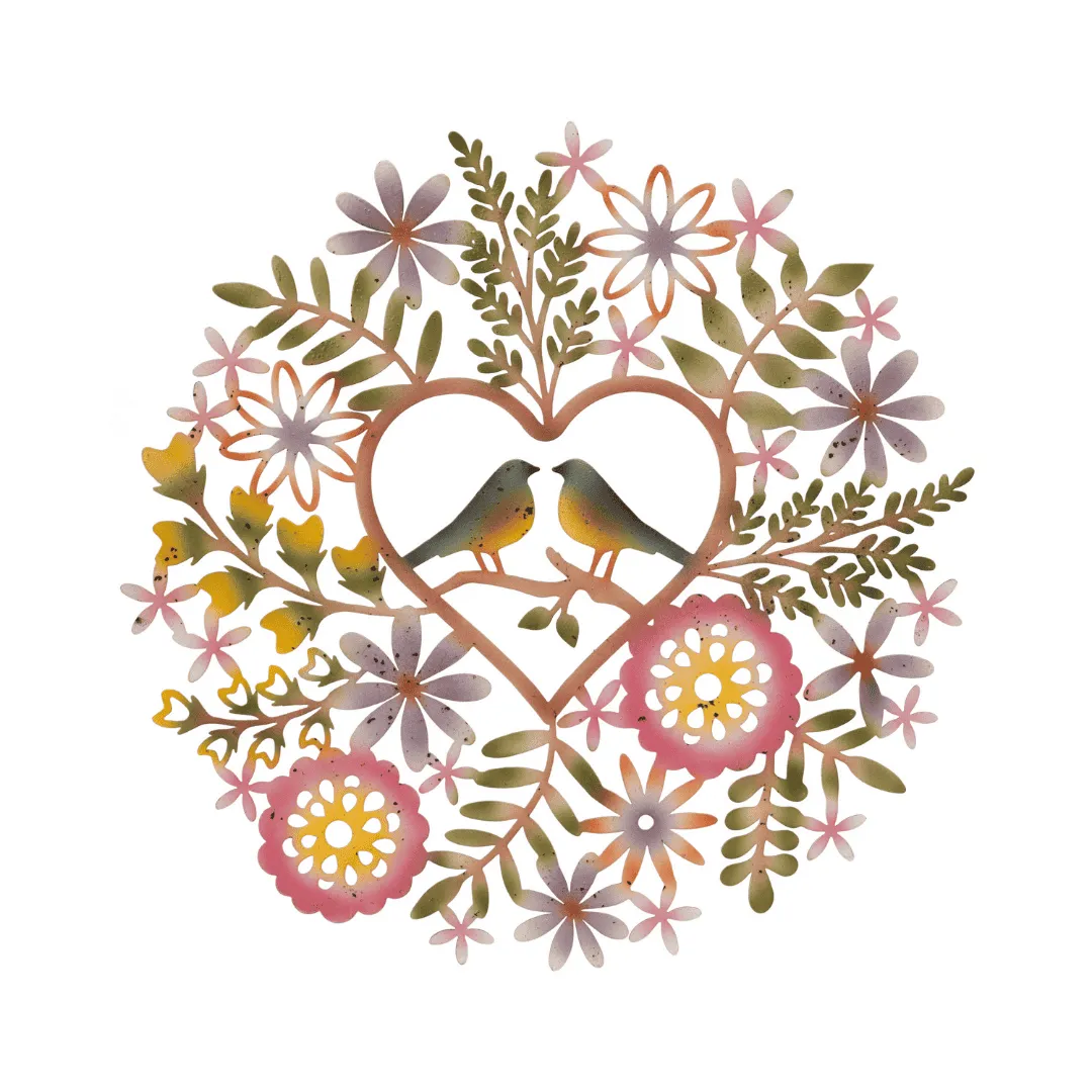 Floral Love Birds Wall Plaque