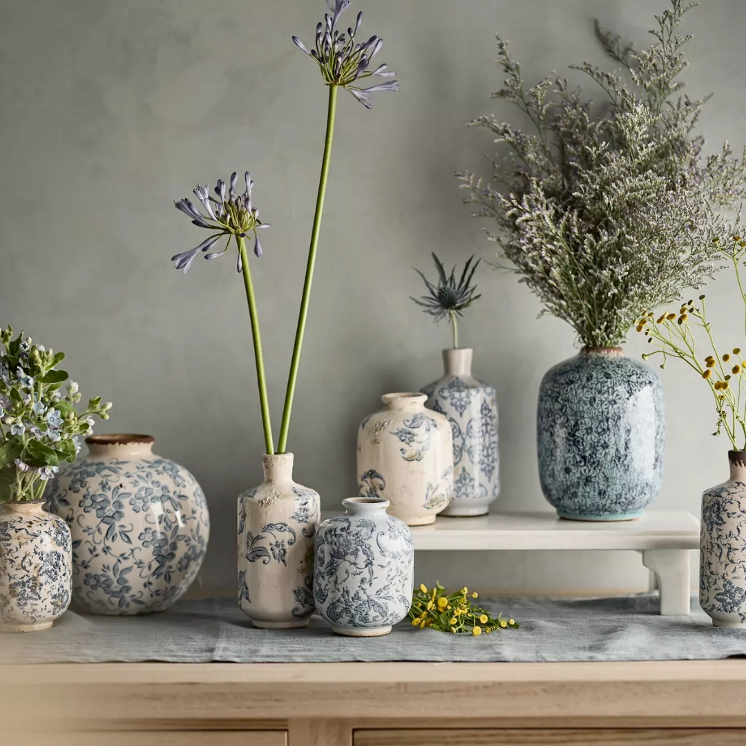 Floral Print Terracotta Vase