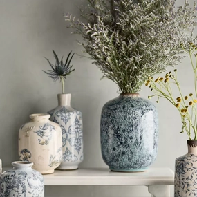 Floral Print Terracotta Vase outdoor greenery  