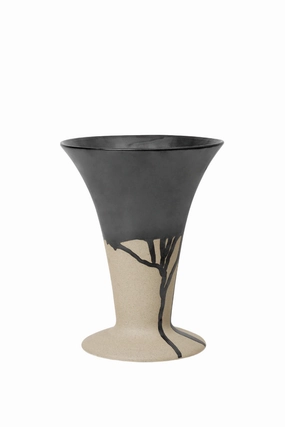 Flores Vase Sand/Black dried green plant  