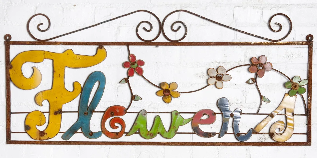 Flower Sign with Flowers decorative plants  