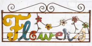 Flower Sign with Flowers decorative plants  