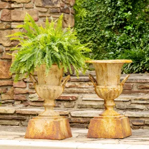 Fluted Metal Urn with Pedestal dried flowers  