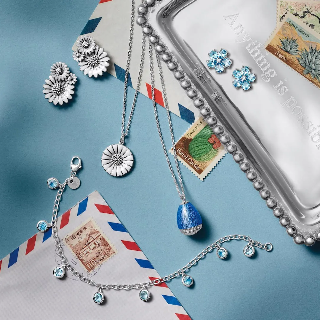 Forget-Me-Not Earrings in Swiss Blue Topaz & Diamonds