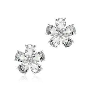 Forget-Me-Not Earrings in White Topaz & Diamonds