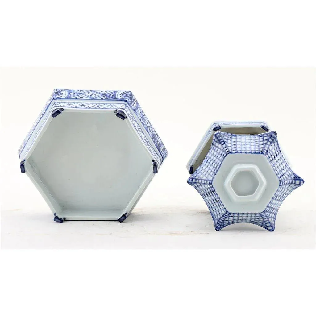 Four Tier Blue and White Porcelain Pagoda Statue