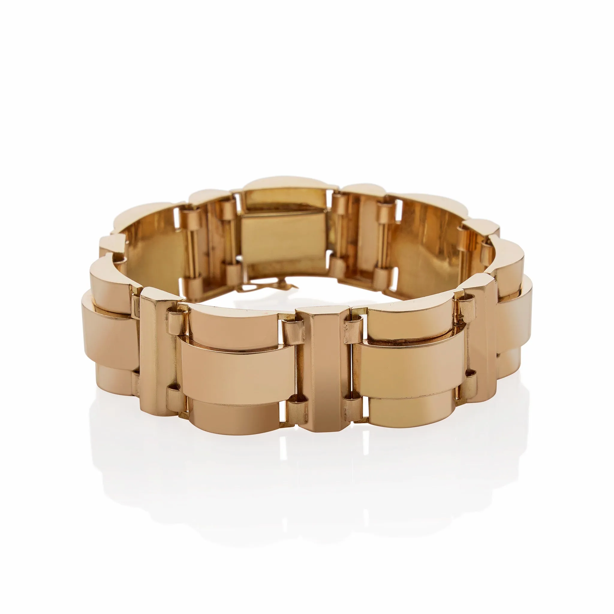 French Retro 18K Gold Tank Track Bracelet