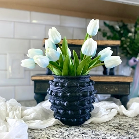 French Blue Real Touch Tulip Bundle xl flower pot  