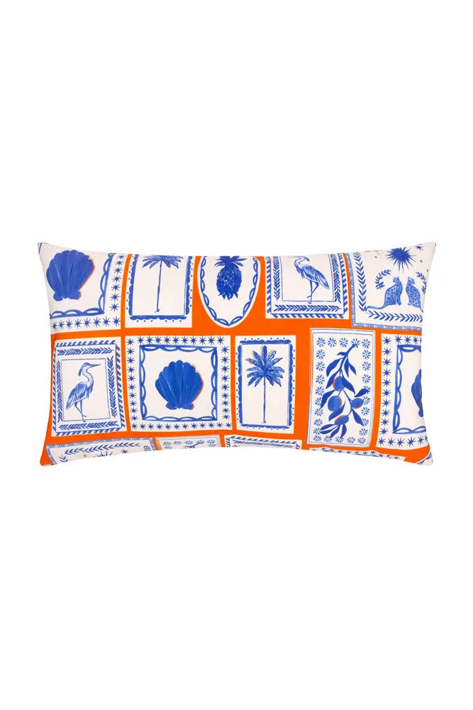 Frieze Pattern Blue & Orange Outdoor Cushion
