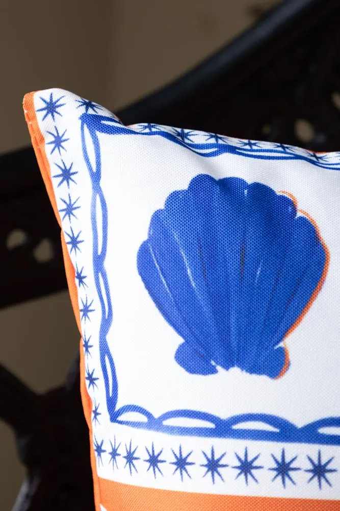 Frieze Pattern Blue & Orange Outdoor Cushion