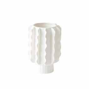 Frilled - Matte White Small Vase mini ornamental plant  