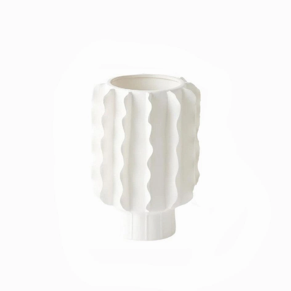Frilled - Matte White Small Vase mini ornamental plant  