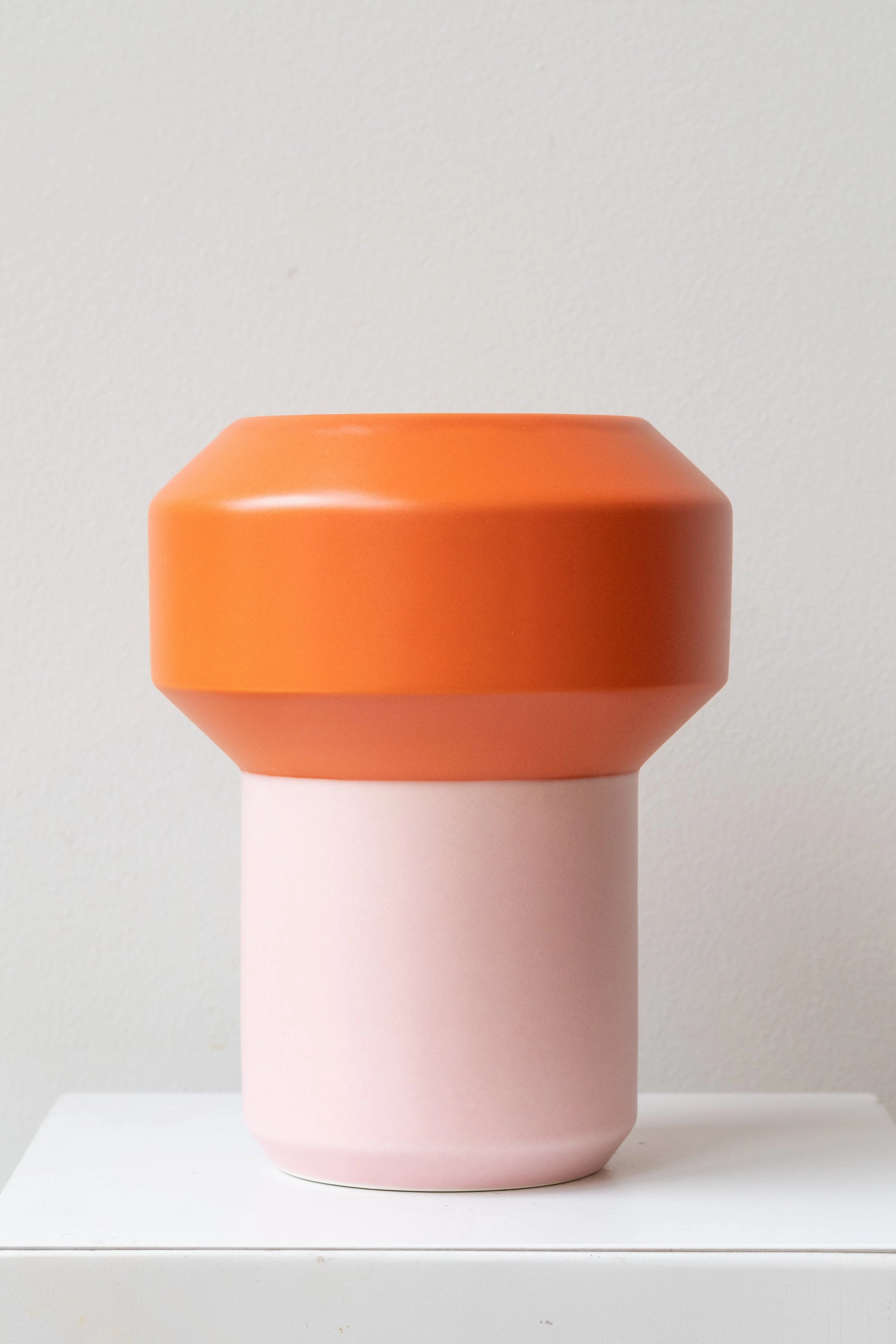Fumario Ceramic Vase, 20cm - Orange & Pink dried green plant  