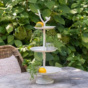Garden Bird Iron Tiered Plant Stand dried flowers  