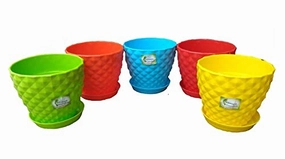 Garden 6 Inches Table Pot Planter with Trays (Set of 3) hanging green plant  