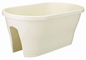 Garden Balcony Railing Planter Set of 3 (60x30 cm), White classic flowerpot  