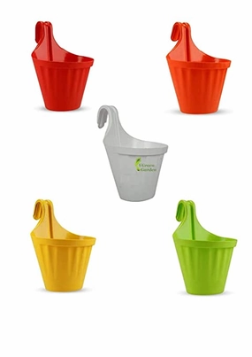 Garden Balcony Railing Planters with Holding Sticks (Set of 4) classic flowerpot  