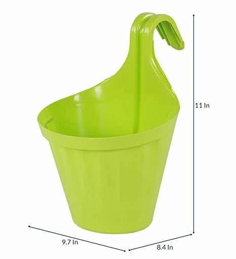 Garden Balcony Railing Planters with Holding Sticks (Set of 4)