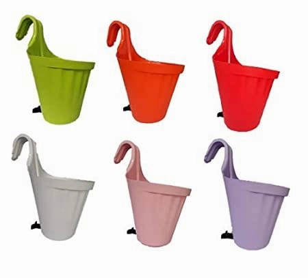 Garden Balcony Railing Planters with Holding Sticks (Set of 4)