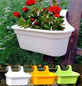 Garden Double Hook Balcony Railing Planter (Set of 2) ceramic planter  
