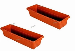 Garden Rectangular Big Plastic Planter (2 Pieces), Brown desktop planter  