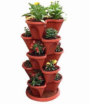 Garden Store Brown Floor Pot (6 Pot   1 Bottom Tray) hanging green plant  