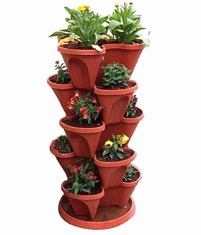 Garden Store Brown Floor Pot (6 Pot   1 Bottom Tray) desktop planter  
