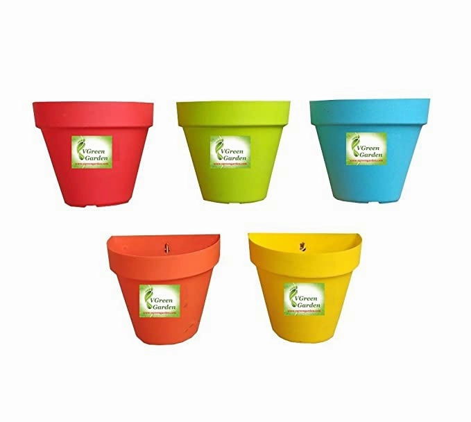Garden Vertical Wall and Grill Hanging Planter (Multicolour) -Set of 6